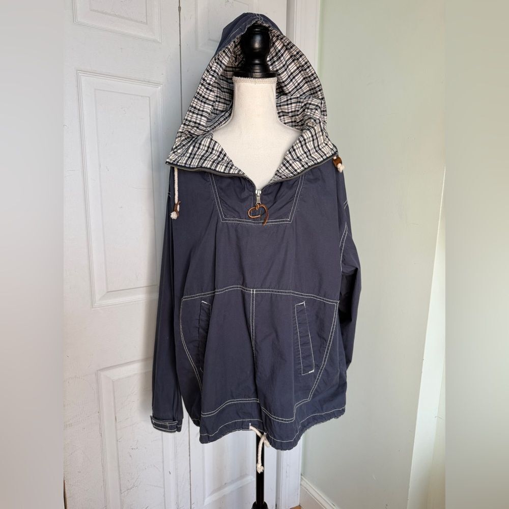 Y2K Vintage Streetwear Denim Navy Blue Gap Hooded Jacket Sz L